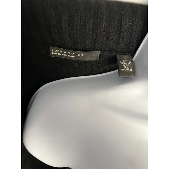 Lord & Taylor 100% Two-Ply Cashmere Cardigan Sweater Black XL Soft - Picture 4 of 7